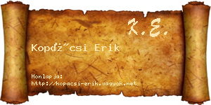 Kopácsi Erik névjegykártya